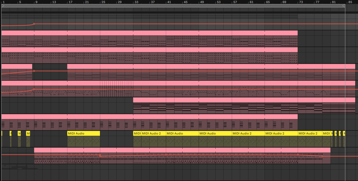 A timeline for a music track.
